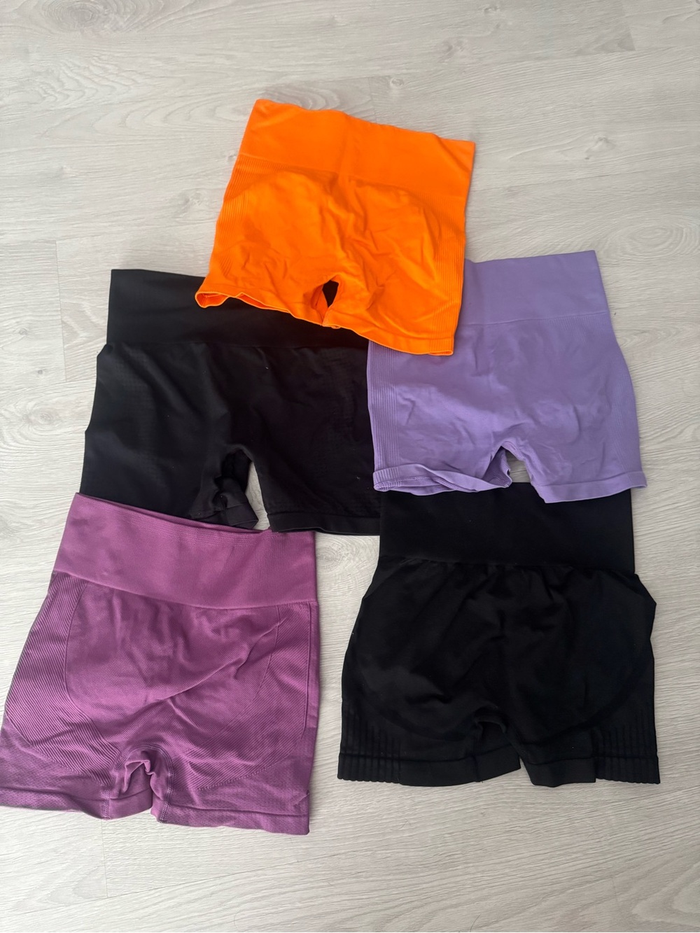 Women’s High-Waist Seamless Shorts - Black, Purple, Orange